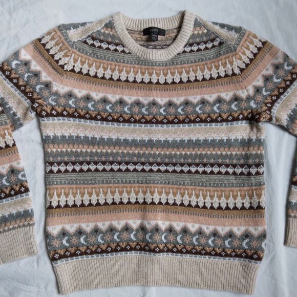 J. Crew Fair Isle Sweater Crewneck Boho Women's Size XXS - Picture 2 of 11